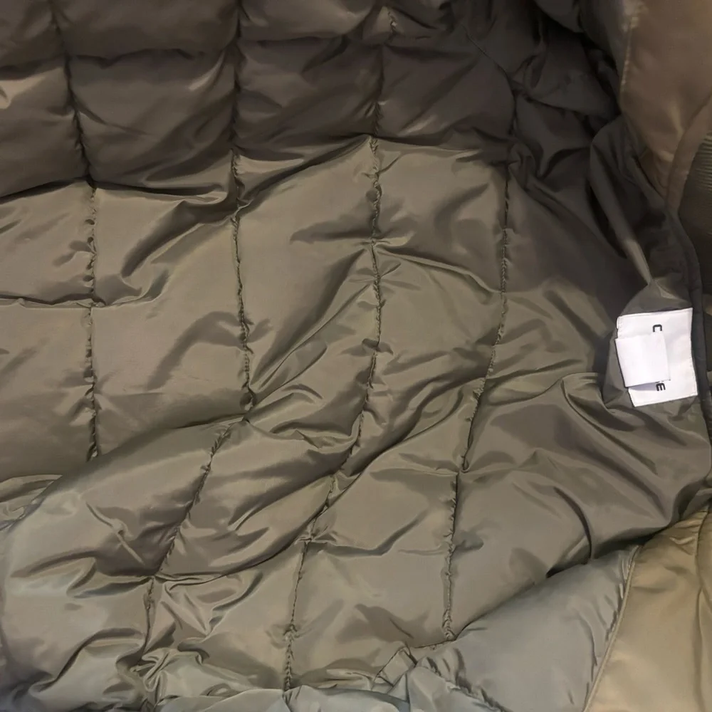 Converse Quilted Bomber Coat Zip Front Army Green Long Sleeve Boys Size Medium